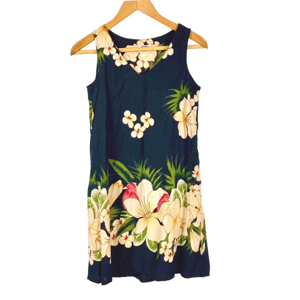 Peppermint Bay Hawaiian Floral Print Sleeveless V Neck‎ Dress Women Size M